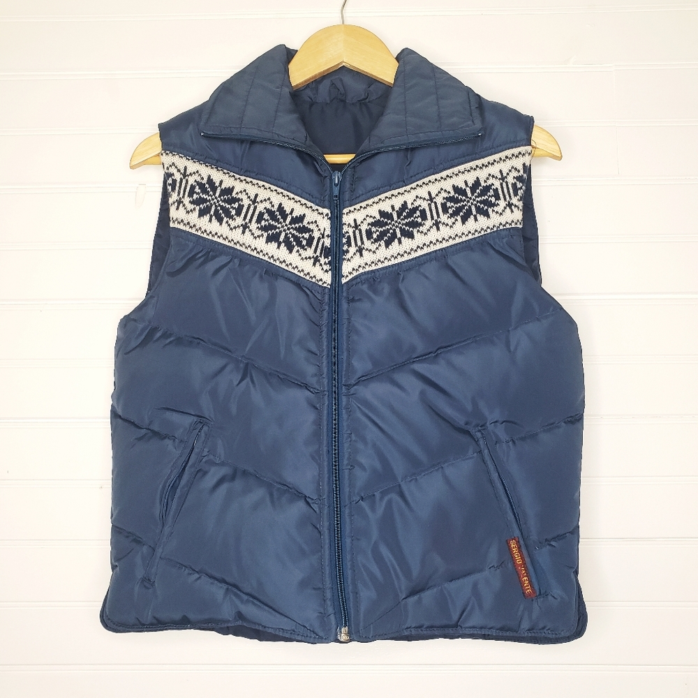 Vintage Sergio Valente Down Fair Isle Puffer Vest